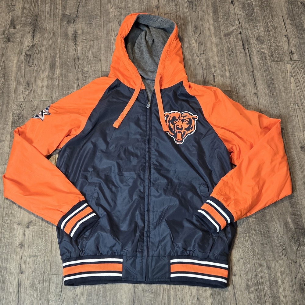 Chicago Bears Superbowl XX Sz L NFL Championship Reversible Hooded Coat Jacket